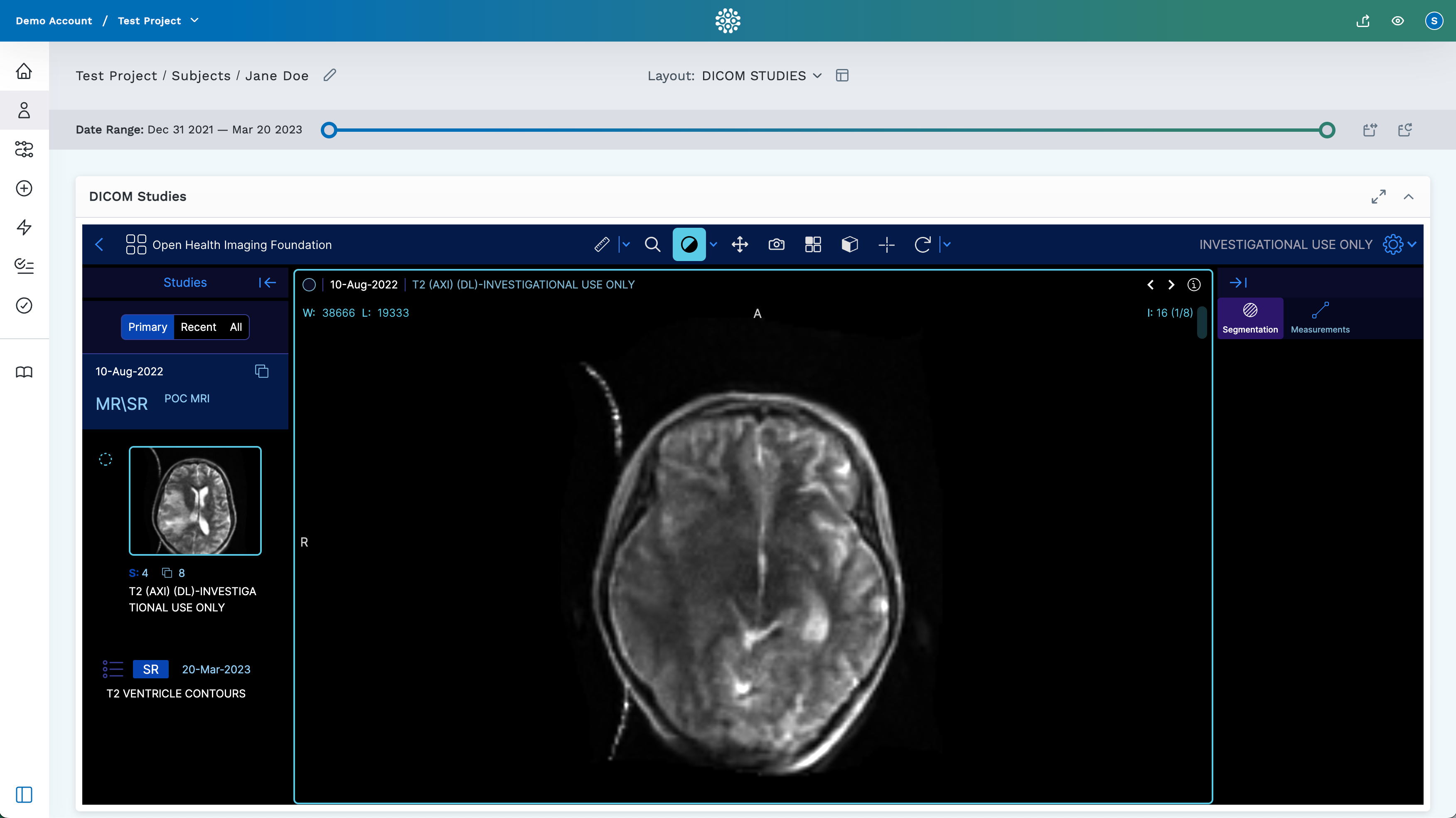 DICOM Studies Detail View